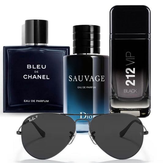 PROMO 1: Compra Dior Sauvage 100 ML y lleva GRATIS 🎁 : Bleu de Chanel 100 ML , 212 Vip Black 100 ML y gafas Ray-Ban