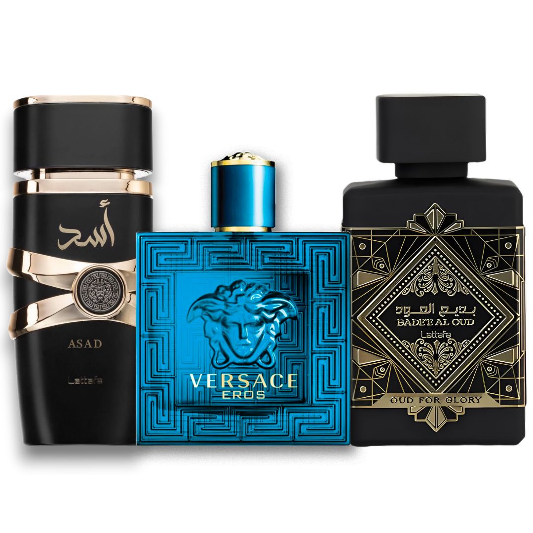 PROMO 7: Versace Eros 100 ML + GRATIS 🎁: Lattafa Asad 100 ML + GRATIS 🎁: Oud For Glory 100 ML