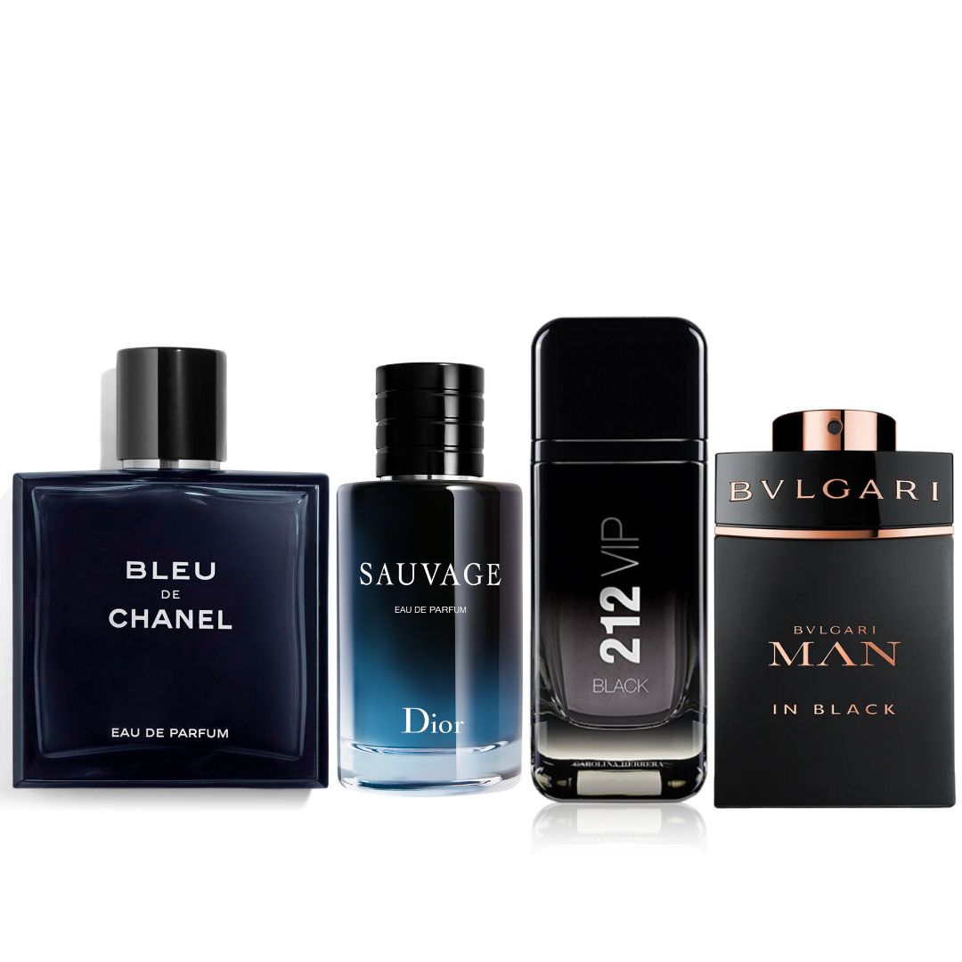 Promo Hombre Paga 2 Lleva 4: Bleu de Chanel, Dior Sauvage + GRATIS: CH 212 VIP Black + GRATIS: Bvulgari MAN In Black