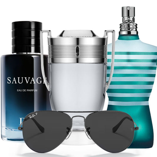 Promo: 3 perfumes Dior Sauvage + Rabanne Invictus + Le Male JPG + Gafas Ray Ban