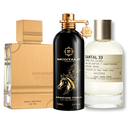 Promo 9: Santal 33 100 ML + GRATIS: Al Haramain Amber Oud 120 ML+ GRATIS: Montale Arabians Tonka 100 ML