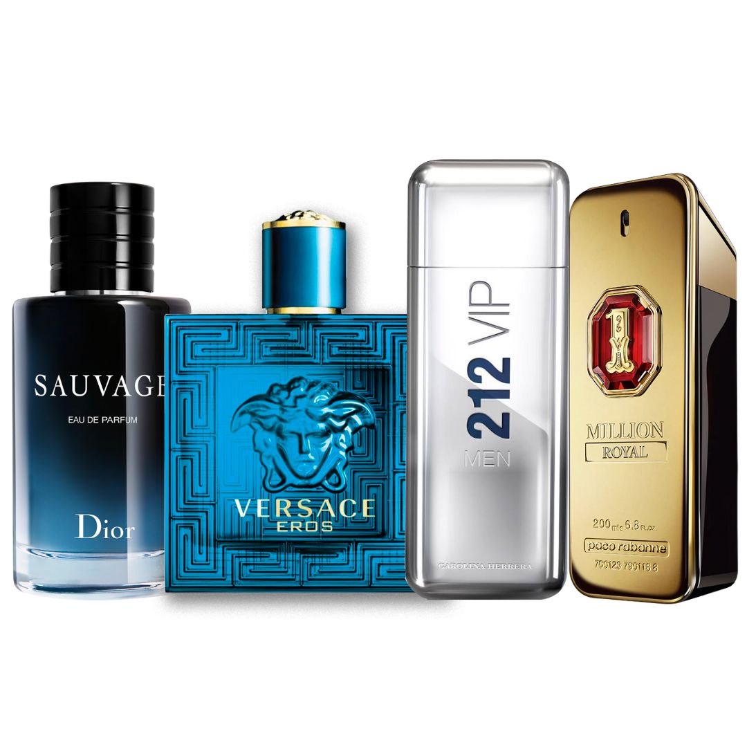 Promo Paga 2 Lleva 4: Dior Sauvage + Versace Eros + GRATIS: CH 212 VIP Men + GRATIS: 1 Million Royal