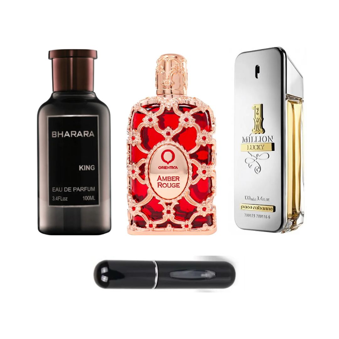 Promo perfumes: Bharara King + Orientica Amber Rouge + One Million Lucky + Obsequio